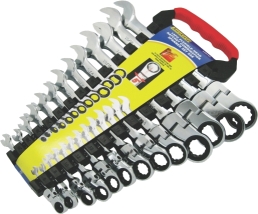 AUZGRIP - 13 PC FLEXIBLE RATCHET SPANNER SET CRV. SAE